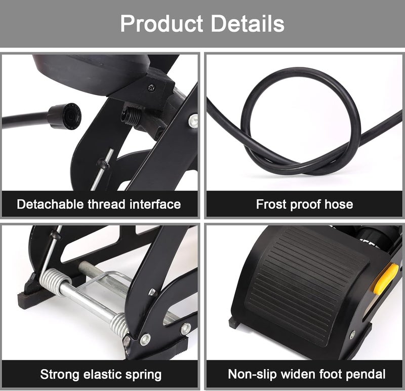 MEETLOCKS Double Cylinder Barrel Bike Foot Pump,160PSI Aluminum Body Floor Air Pump with Precisional Accurate Pressure Gauge Smart Valve Head for Presta Schrader & Deutschland Valve Bicycle Tire Pumps - Image 5